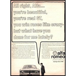 1966 Alfa Romeo Giulia Sprint GTA Vintage Print Ad Italy Italian Car Wall Art